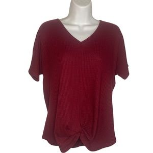 Burgundy front knot shirt